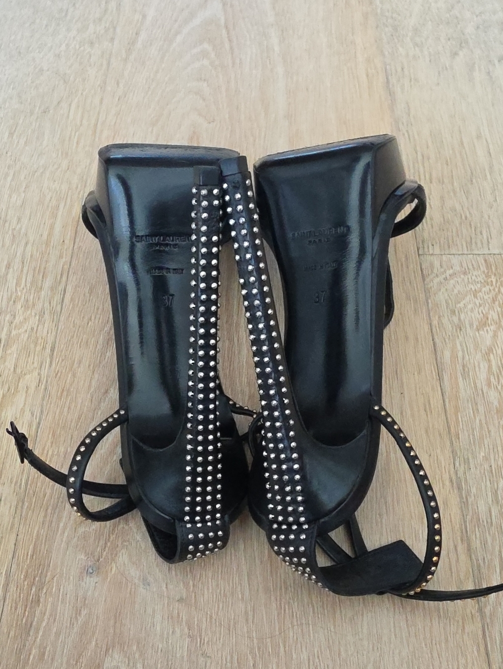 Saint Laurent 'Jane' Double Strap Studded Sandals - Picture 7 of 11